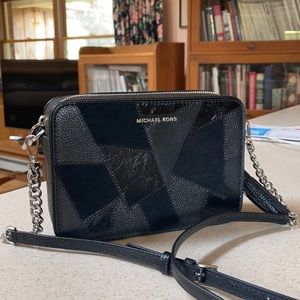 Black Leather Suede Michael Kors Camera Bag